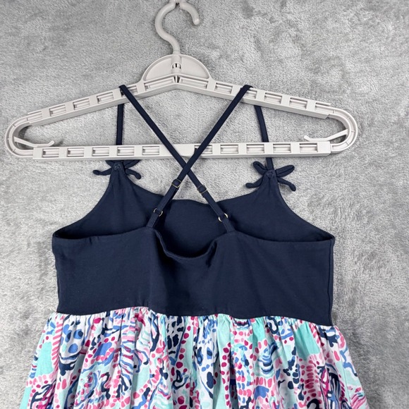 Lilly Pulitzer Dress Girls Size L 8-10 Navy Blue Pink Shell Print Summer Cruise - Picture 5 of 10